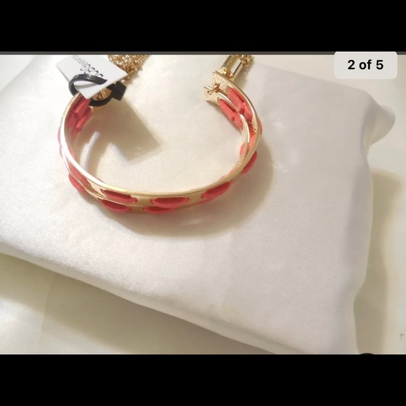 🌹BCBG cuff red and ivory linked gold fringe end - Picture 6 of 16